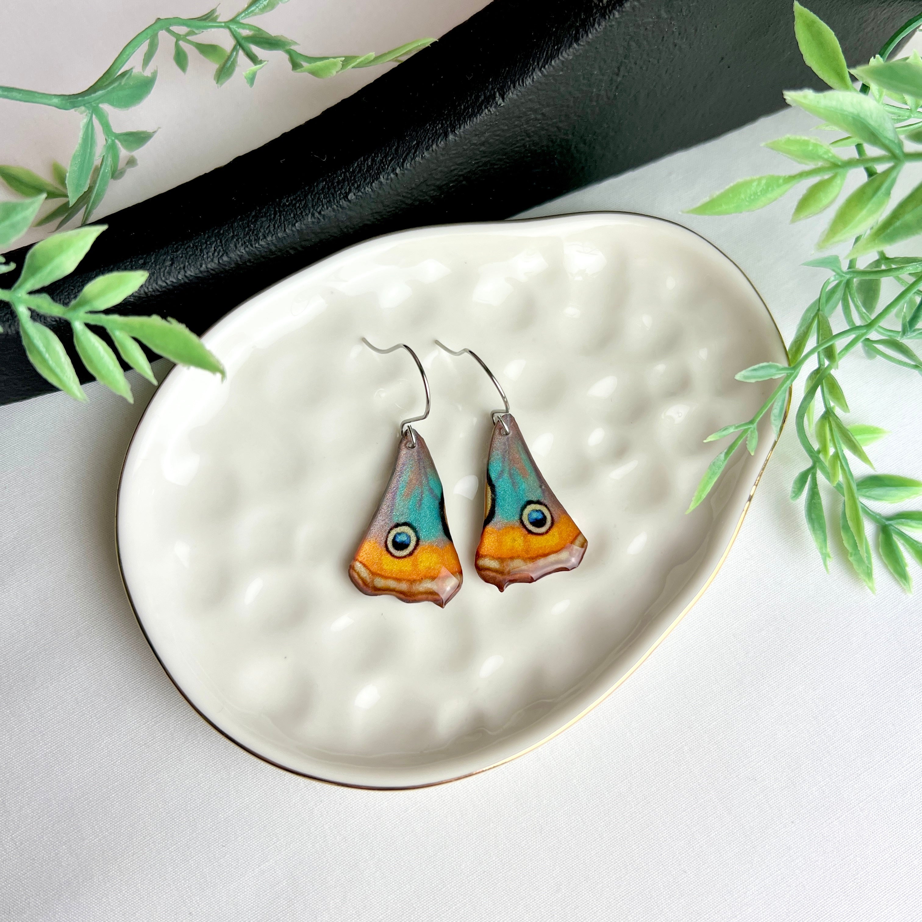 Blue Buckeye Butterfly Wing Earrings Bottom Wings